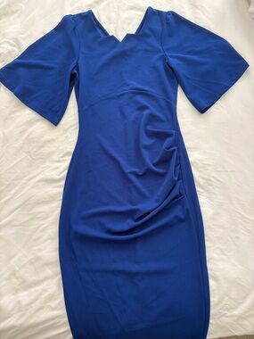 Sapphire Midi Sheath Dress with Notch V-Neck